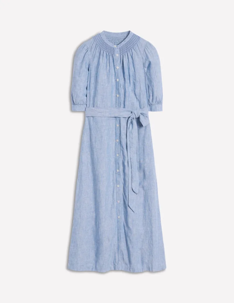 Dresses & Jumpsuits | Midi-Boden Ada Linen Midi Dress-Grey Blue Chambray GreyBlueChambray