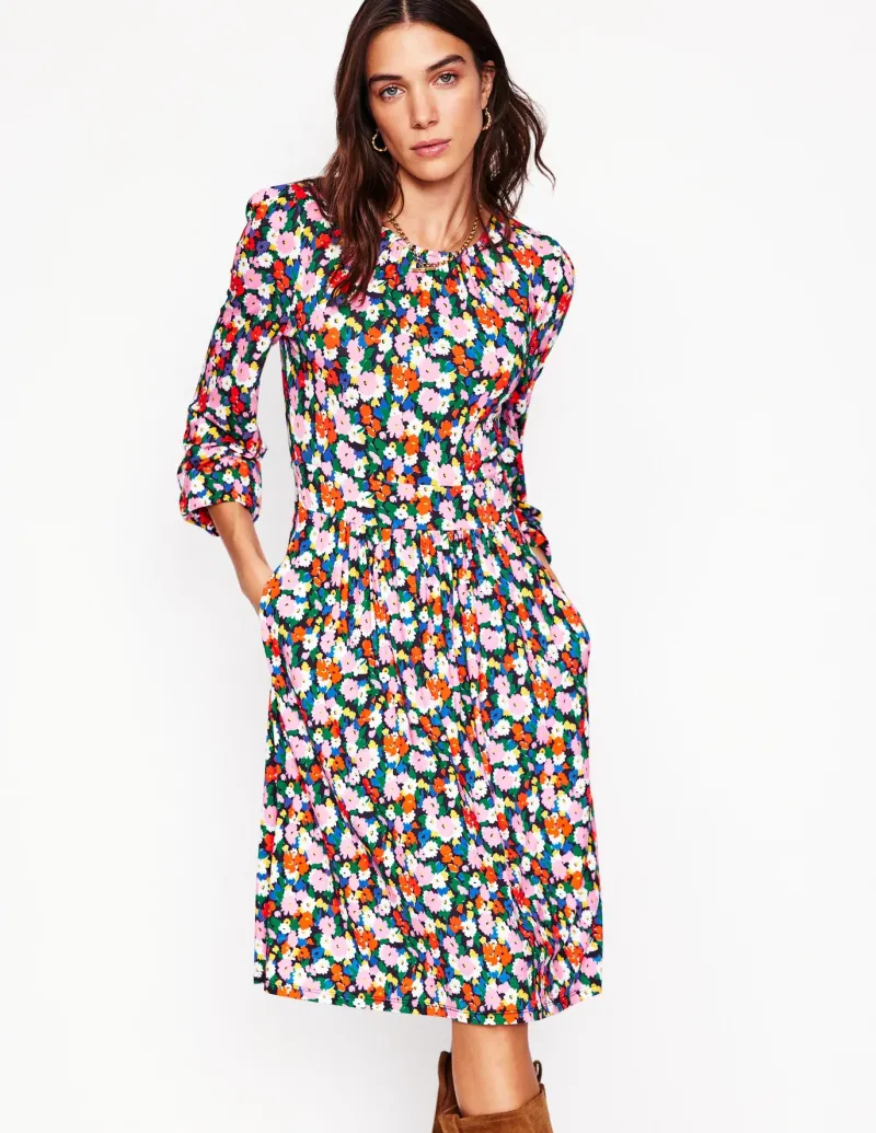 Dresses & Jumpsuits | Short-Boden Alexandra Blouson Jersey Dress-Multi, Painterly Meadow Multi,PainterlyMeadow