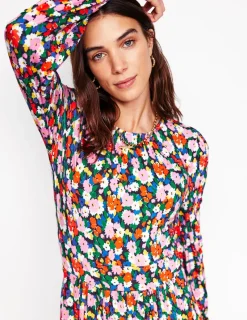 Dresses & Jumpsuits | Short-Boden Alexandra Blouson Jersey Dress-Multi, Painterly Meadow Multi,PainterlyMeadow