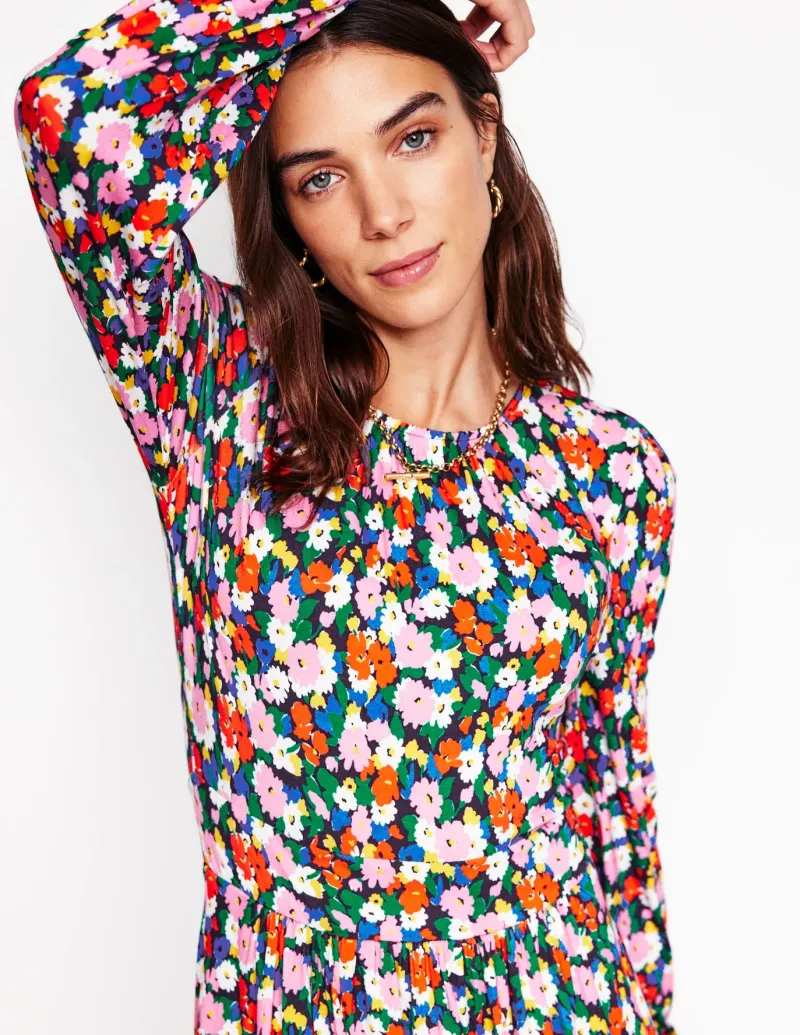 Dresses & Jumpsuits | Short-Boden Alexandra Blouson Jersey Dress-Multi, Painterly Meadow Multi,PainterlyMeadow