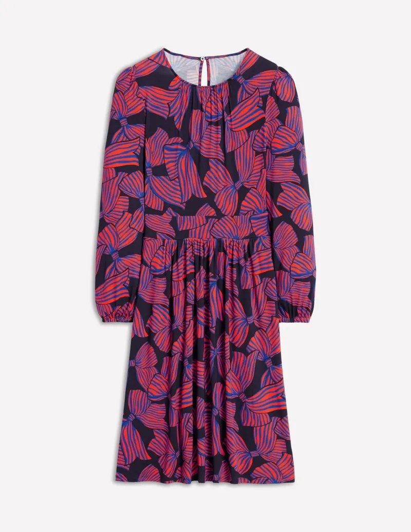Dresses & Jumpsuits | Short-Boden Alexandra Blouson Jersey Dress-French Navy, Bow Scatter FrenchNavy,BowScatter