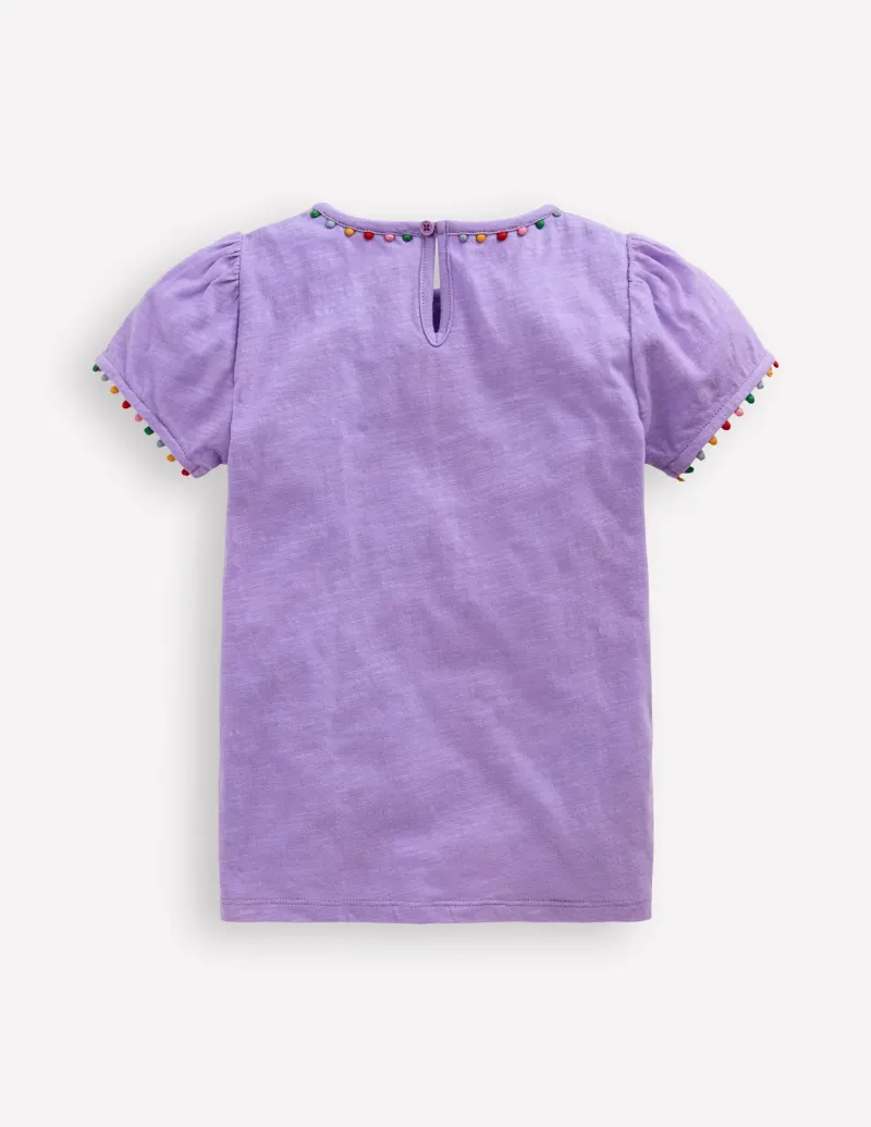 Tops & T-Shirts-Boden Ali Puff Sleeve Pom T-shirt-Lavender Purple LavenderPurple
