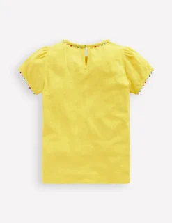 Tops & T-Shirts-Boden Ali Puff Sleeve Pom T-shirt-Pineapple Yellow PineappleYellow