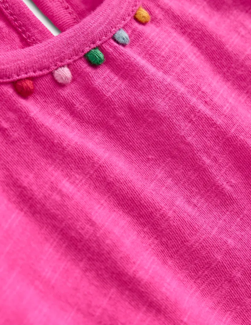 Tops & T-Shirts-Boden Ali Puff Sleeve Pom T-shirt-Flamingo Pink FlamingoPink