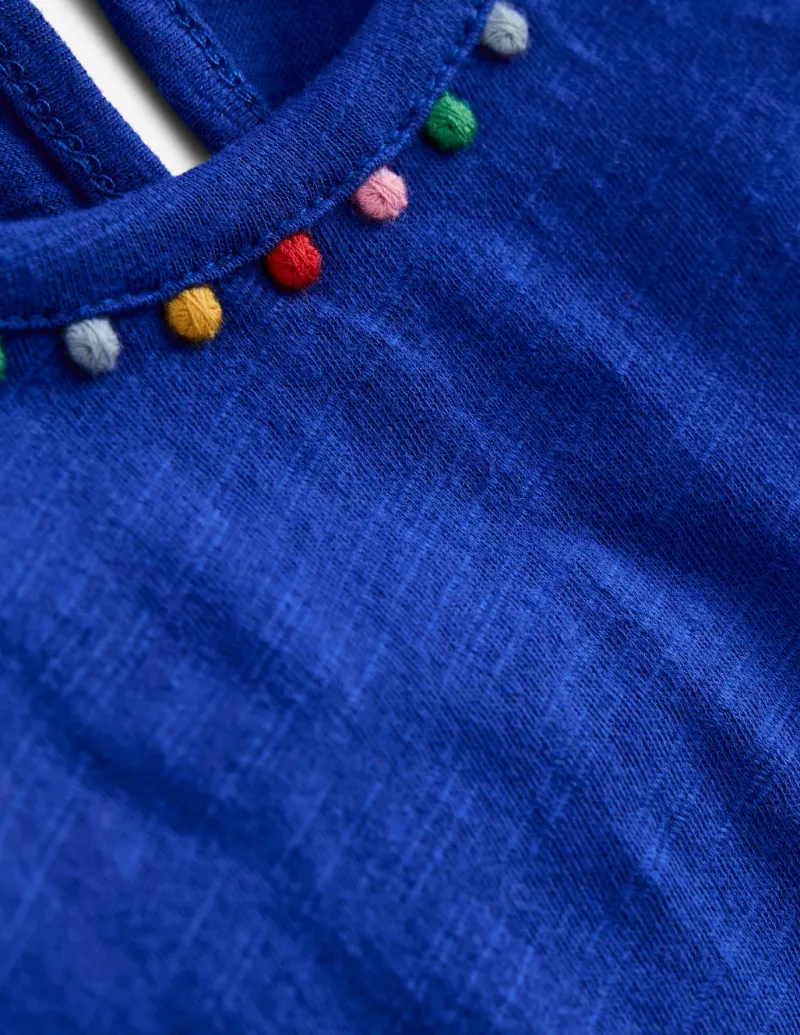 Tops & T-Shirts-Boden Ali Puff Sleeve Pom T-shirt-Bright Blue BrightBlue
