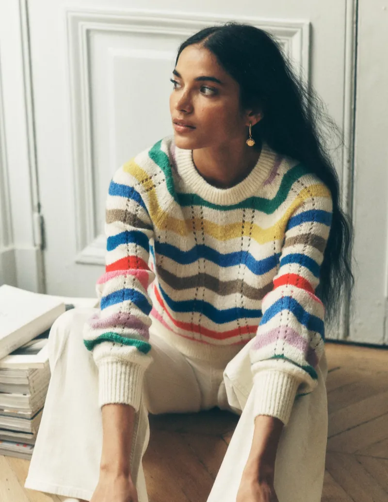 Sweaters & Cardigans-Boden Alice Fluffy Raglan Sweater-Rainbow Wave RainbowWave