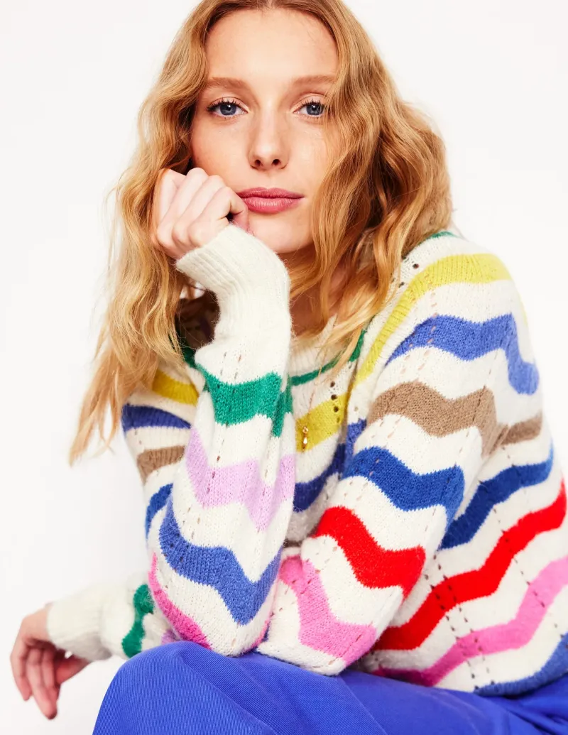 Sweaters & Cardigans-Boden Alice Fluffy Raglan Sweater-Rainbow Wave RainbowWave