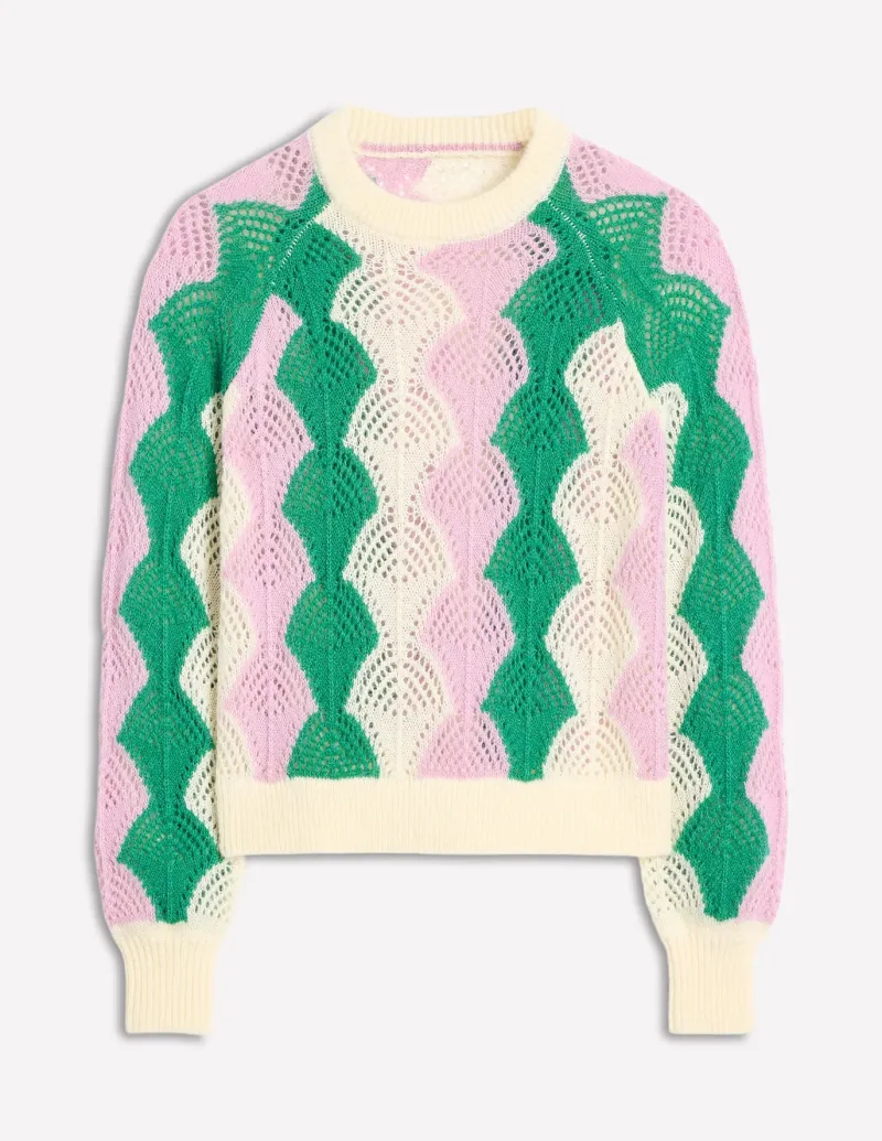 Sweaters & Cardigans-Boden Alice Fluffy Raglan Sweater-Warm Ivory/ Soft Lavender Pink WarmIvory/SoftLavenderPink