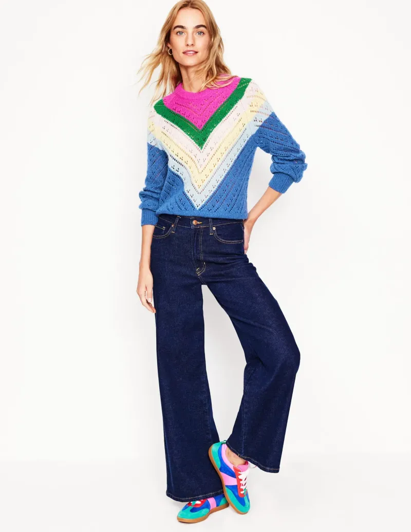 Sweaters & Cardigans-Boden Alice Fluffy Raglan Sweater-Blue and Pink Chevron BlueandPinkChevron