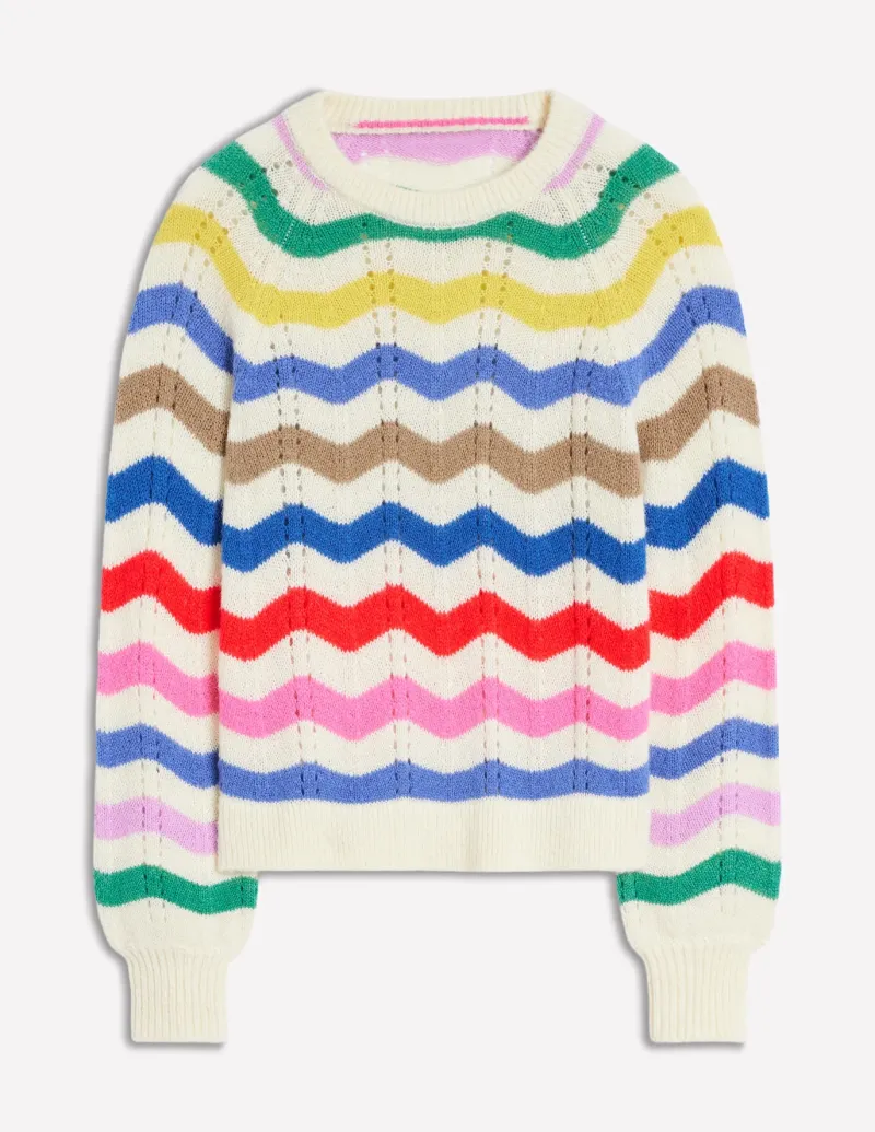 Sweaters & Cardigans-Boden Alice Fluffy Raglan Sweater-Rainbow Wave RainbowWave