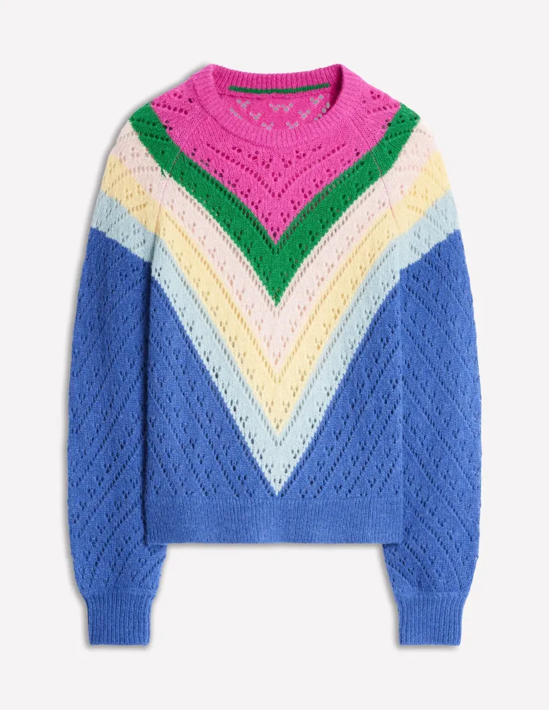 Sweaters & Cardigans-Boden Alice Fluffy Raglan Sweater-Blue and Pink Chevron BlueandPinkChevron