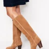 Heels | Boots-Boden Almond Toe Heeled Knee Boots- Tan
