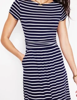 Dresses & Jumpsuits | Short-Boden Amelie Jersey Dress-Navy, Ivory Stripe Navy,IvoryStripe