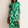 Petite Dresses | Midi-Boden Amy Cotton Midi Shirt Dress-Green Tambourine, Terazzo GreenTambourine,Terazzo
