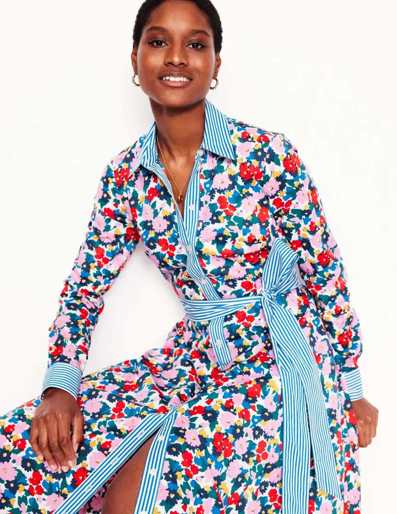 Dresses & Jumpsuits | Midi-Boden Amy Cotton Midi Shirt Dress-Multi, Painterly Meadow Multi,PainterlyMeadow