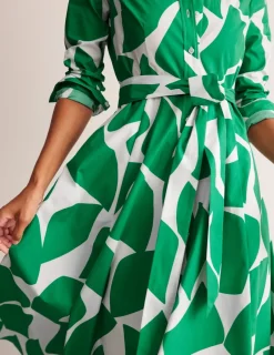 Petite Dresses | Midi-Boden Amy Cotton Midi Shirt Dress-Green Tambourine, Terazzo GreenTambourine,Terazzo