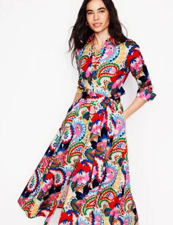 Petite Dresses | Midi-Boden Amy Cotton Midi Shirt Dress-Ivory, Botanical Paisley Ivory,BotanicalPaisley