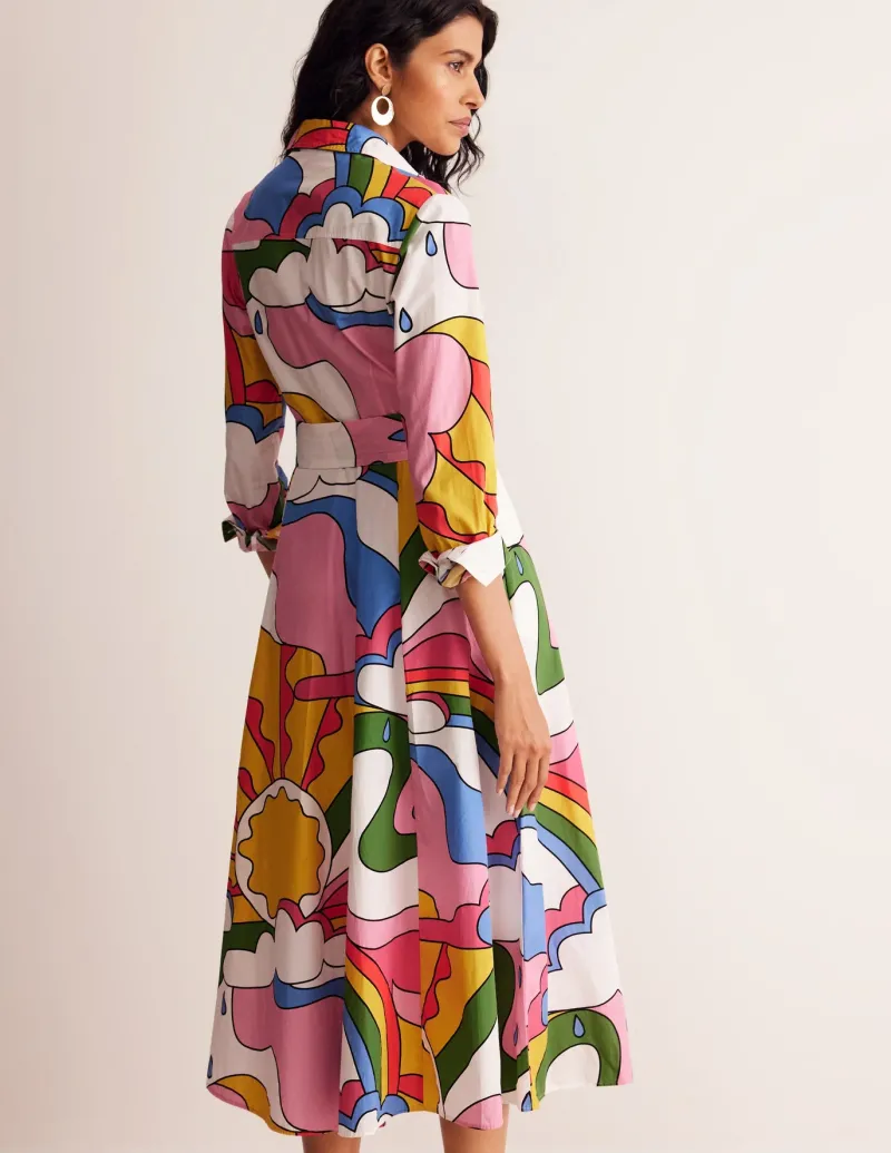 Petite Dresses | Midi-Boden Amy Cotton Midi Shirt Dress-Multi, Sunshine Multi,Sunshine