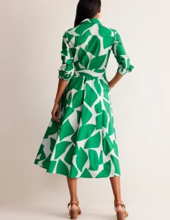 Petite Dresses | Midi-Boden Amy Cotton Midi Shirt Dress-Green Tambourine, Terazzo GreenTambourine,Terazzo