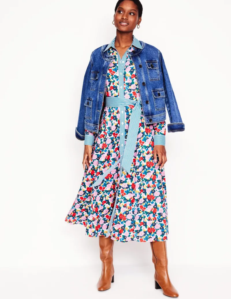 Dresses & Jumpsuits | Midi-Boden Amy Cotton Midi Shirt Dress-Multi, Painterly Meadow Multi,PainterlyMeadow