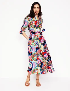 Petite Dresses | Midi-Boden Amy Cotton Midi Shirt Dress-Ivory, Botanical Paisley Ivory,BotanicalPaisley