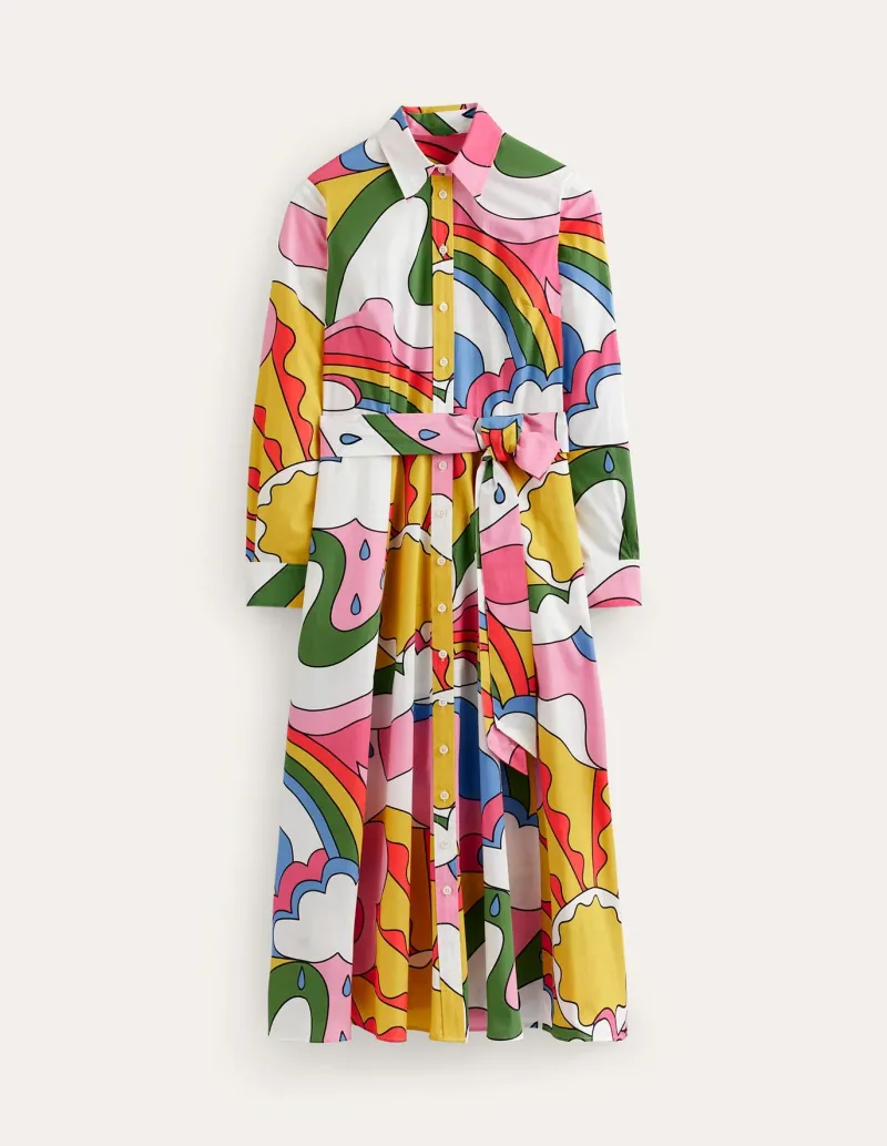 Petite Dresses | Midi-Boden Amy Cotton Midi Shirt Dress-Multi, Sunshine Multi,Sunshine