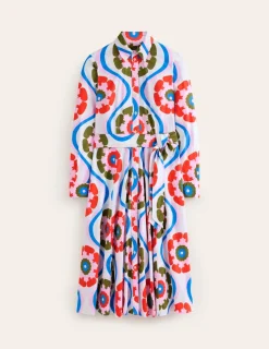 Petite Dresses | Midi-Boden Amy Cotton Midi Shirt Dress-Multi, Geo Floret Multi,GeoFloret
