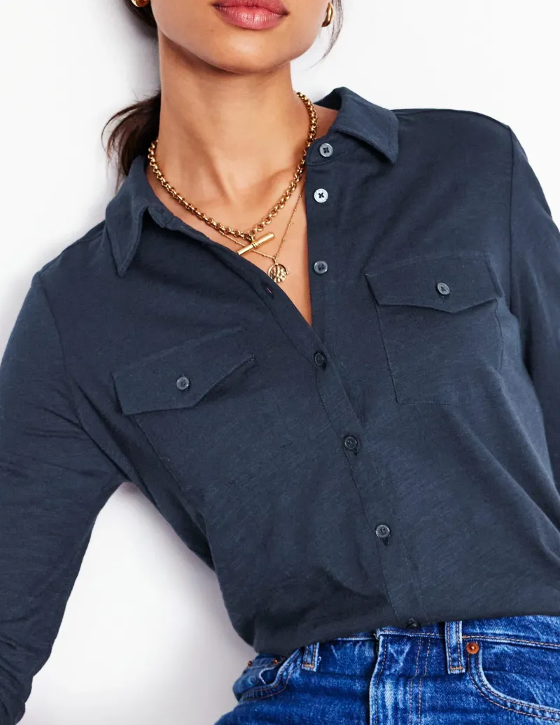 Shirts | T-Shirts & Tanks-Boden Amy Jersey Shirt- Navy