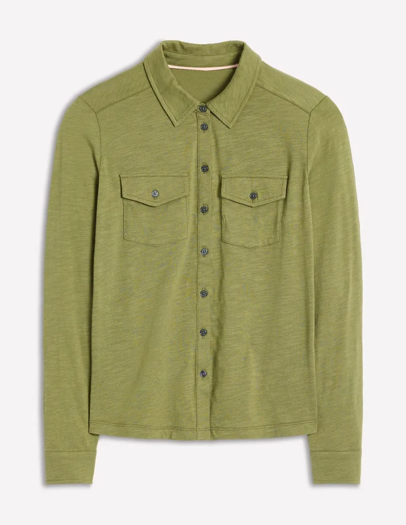 Shirts | T-Shirts & Tanks-Boden Amy Jersey Shirt-Soft Olive SoftOlive