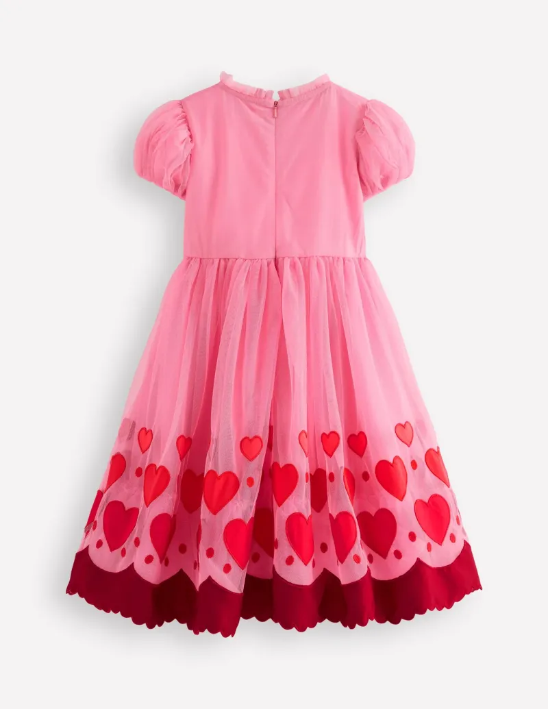 Dresses-Boden Appliqué Hem Tulle Dress-Bubblegum Pink Hearts BubblegumPinkHearts