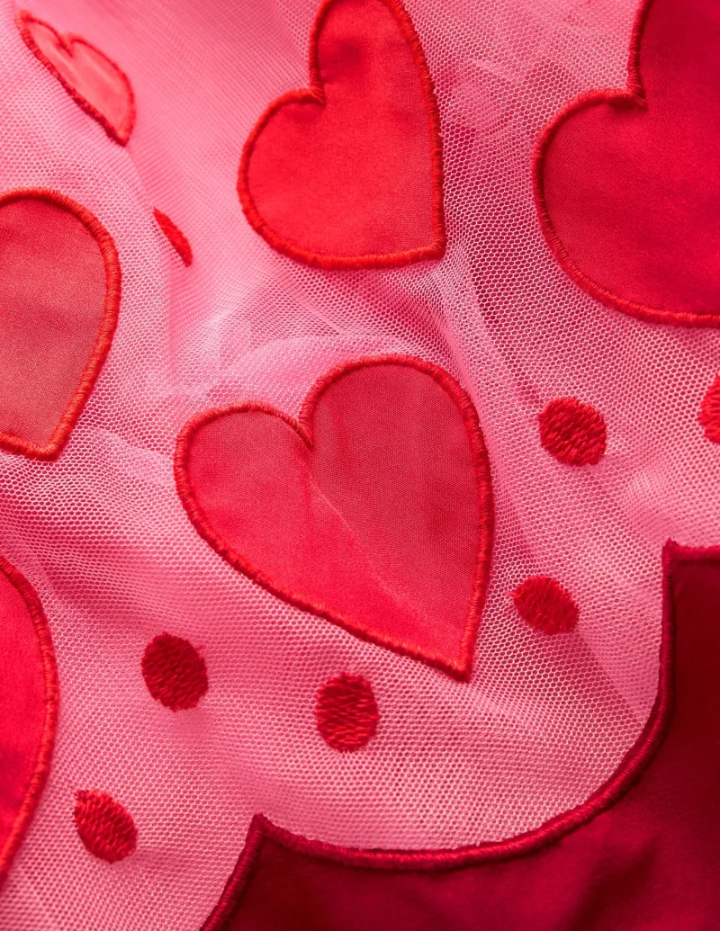 Dresses-Boden Appliqué Hem Tulle Dress-Bubblegum Pink Hearts BubblegumPinkHearts