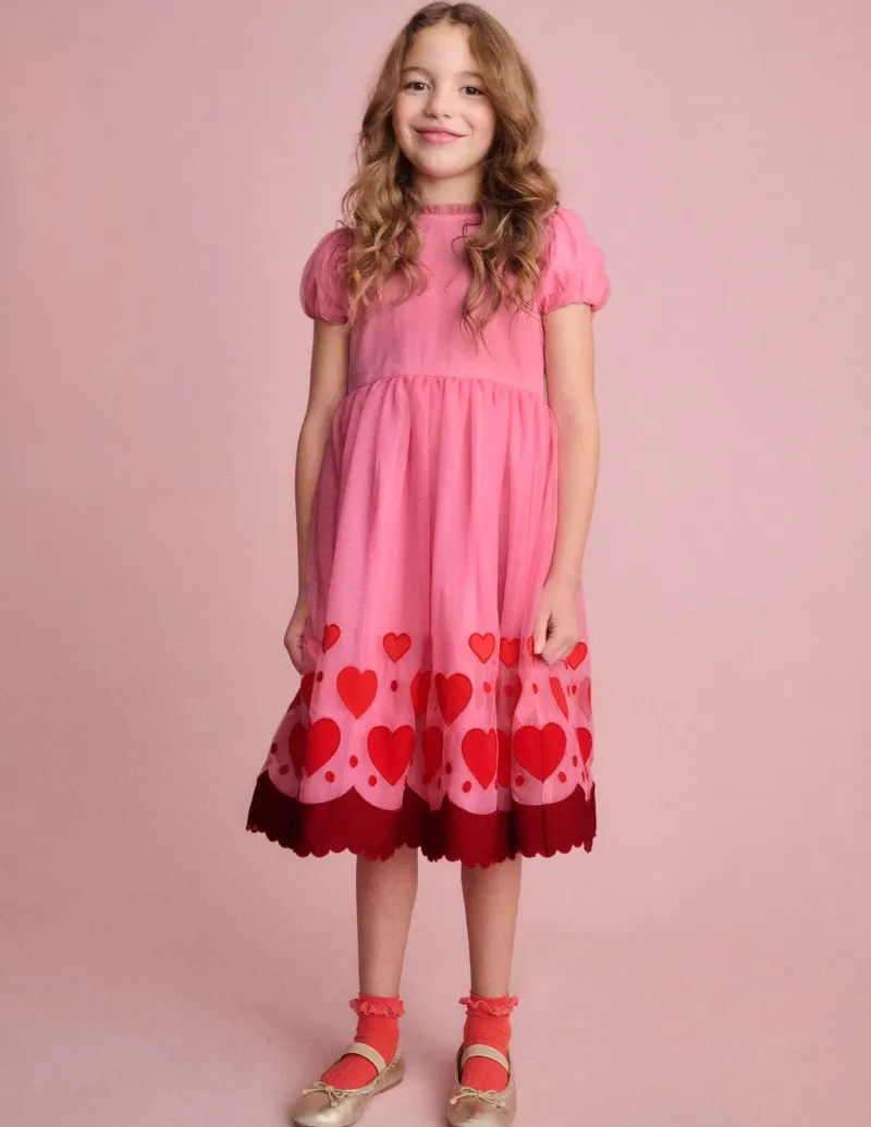 Dresses-Boden Appliqué Hem Tulle Dress-Bubblegum Pink Hearts BubblegumPinkHearts
