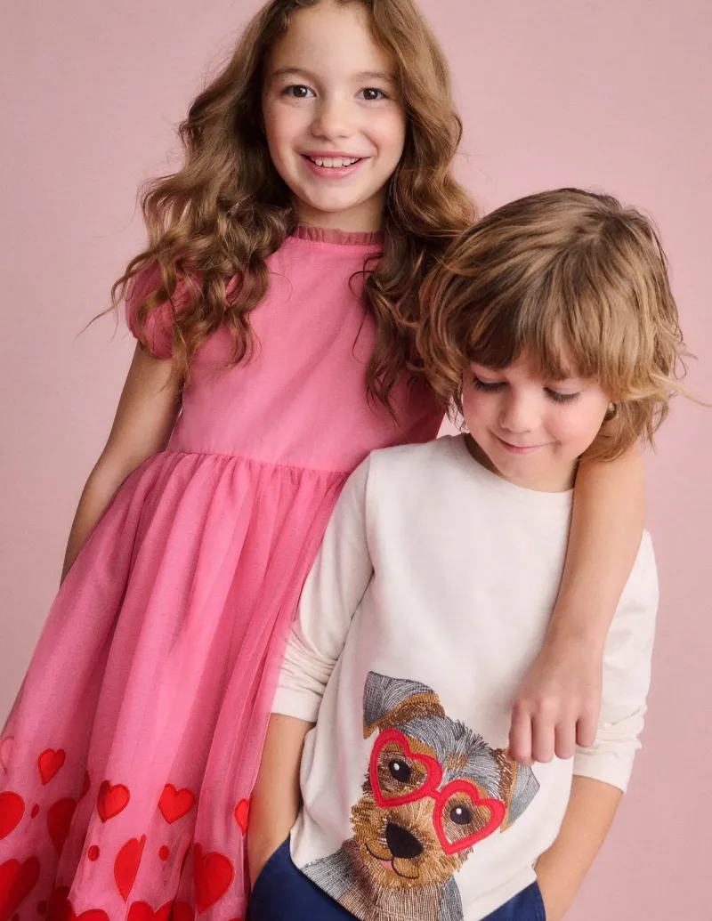 Dresses-Boden Appliqué Hem Tulle Dress-Bubblegum Pink Hearts BubblegumPinkHearts