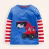 Tops, T-Shirts & Polos-Boden Applique Mock Sleeve T-Shirt-Greek Blue Digger GreekBlueDigger