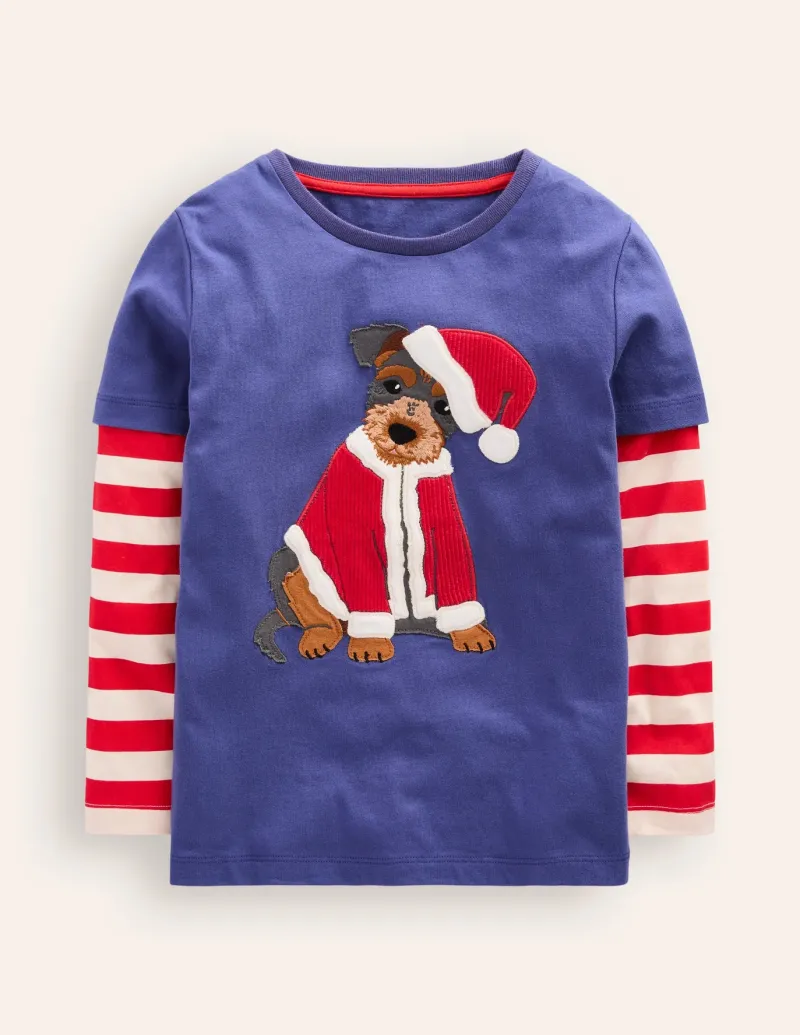 Tops, T-Shirts & Polos-Boden Applique Mock Sleeve T-shirt-Bluejay Janet BluejayJanet