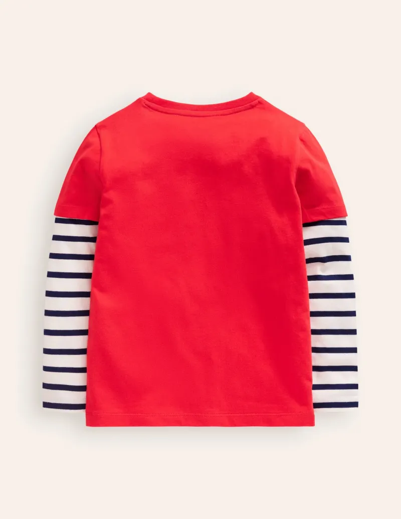 Tops, T-Shirts & Polos-Boden Applique Mock Sleeve T-Shirt-Poppy Red Christmas PoppyRedChristmas