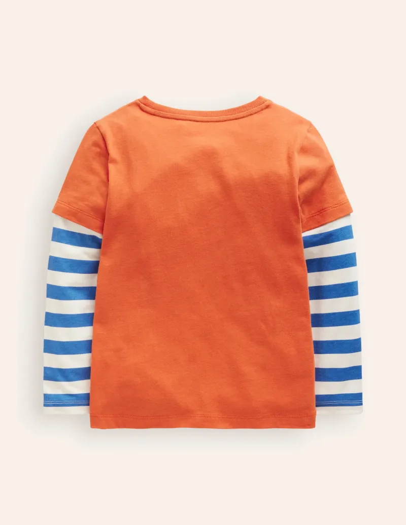 Tops, T-Shirts & Polos-Boden Applique Mock Sleeve T-Shirt-Autumn Maple Orange AutumnMapleOrange