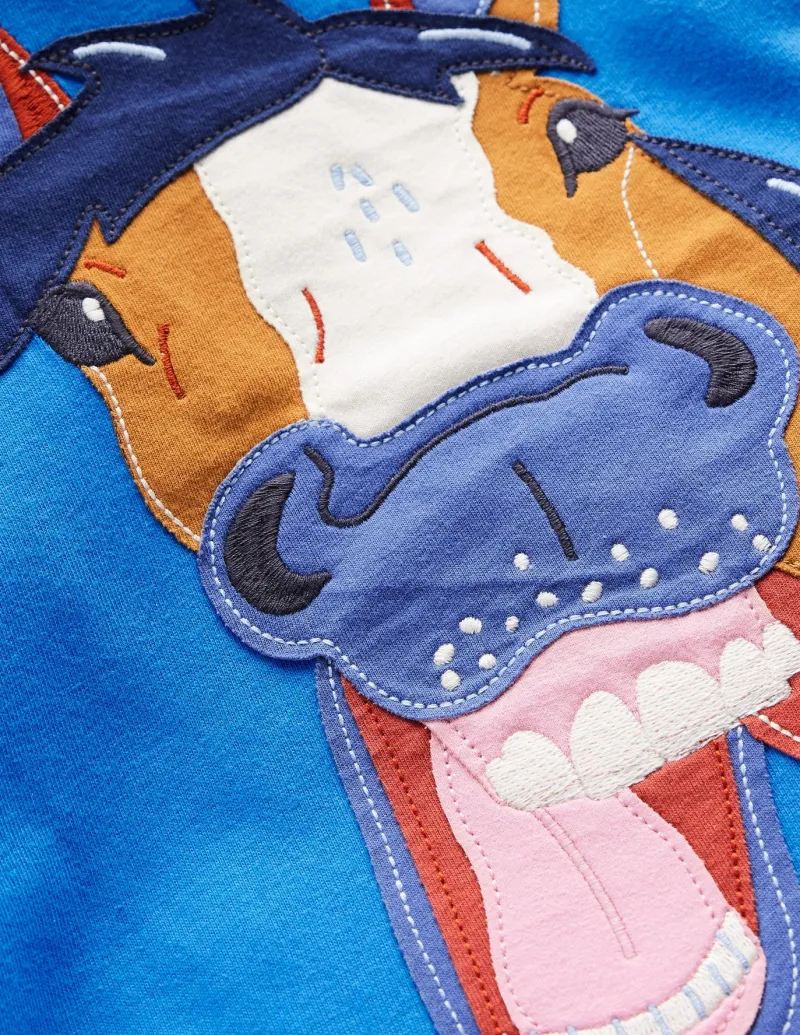 Tops, T-Shirts & Polos-Boden Applique Mock Sleeve T-Shirt-Kingfisher Blue Horse KingfisherBlueHorse