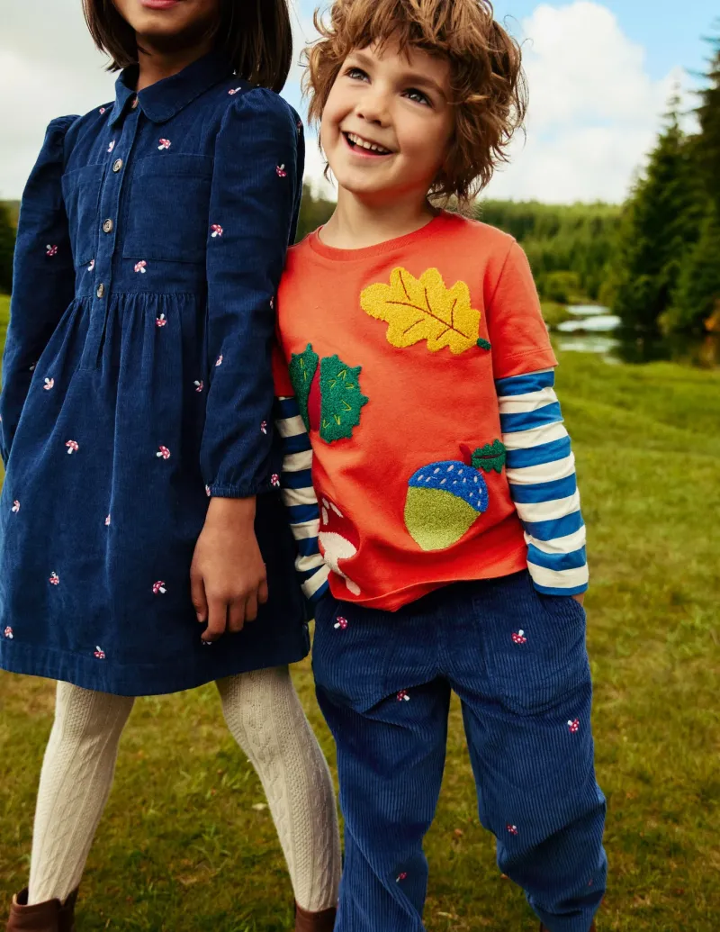 Tops, T-Shirts & Polos-Boden Applique Mock Sleeve T-Shirt-Autumn Maple Orange AutumnMapleOrange