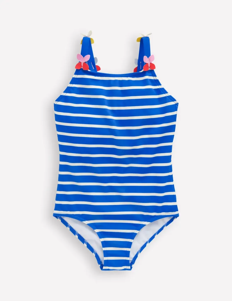 Swimwear & Beachwear-Boden Applique Strap Swimsuit-Gallery Blue Stripe Butterfly GalleryBlueStripeButterfly