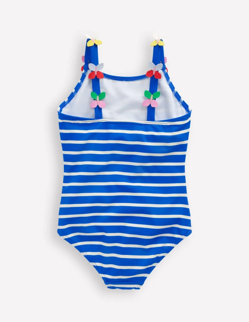 Swimwear & Beachwear-Boden Applique Strap Swimsuit-Gallery Blue Stripe Butterfly GalleryBlueStripeButterfly