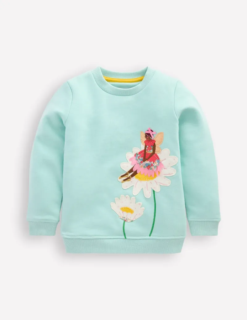 Sweatshirts & Hoodies | Tops & T-Shirts-Boden Applique Sweatshirt-Spring Green Daisy Fairy SpringGreenDaisyFairy