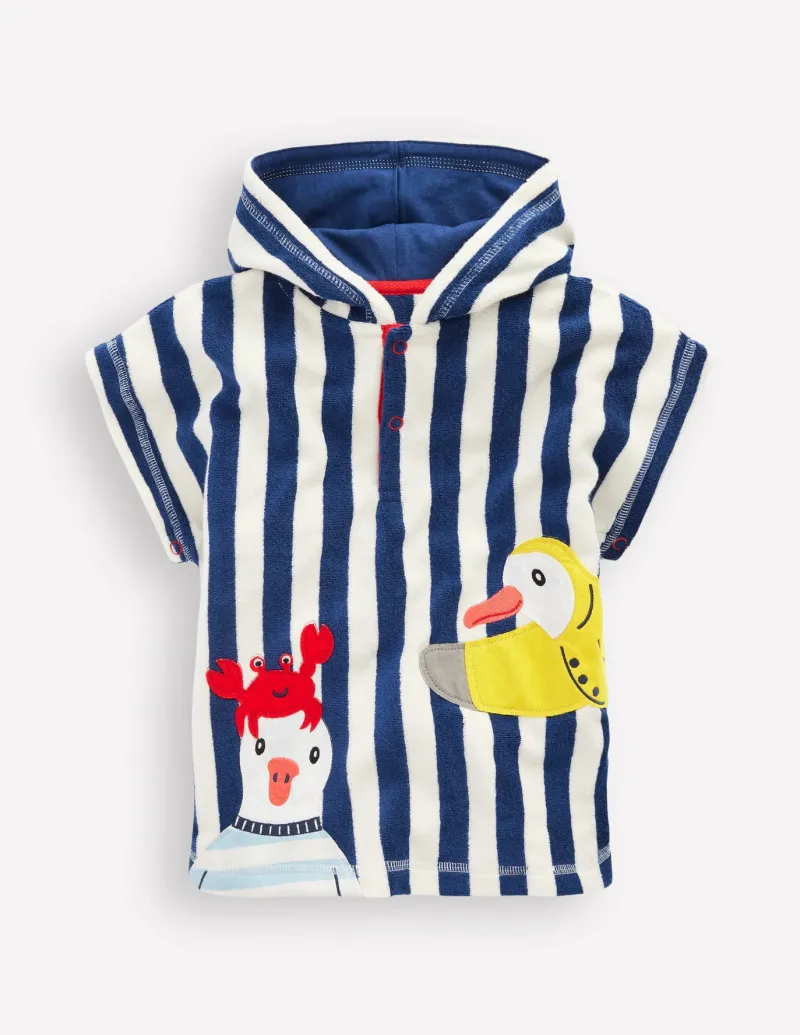 Swimwear & Beachwear-Boden Applique Towelling Throw On-Sapphire Blue Seagulls