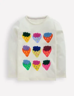 Tops & T-Shirts-Boden Ari Long Sleeve Boucle T-shirt-Ivory Strawberries IvoryStrawberries