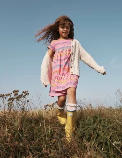 Dresses-Boden Ariel Twirly Jersey Dress-Cosmos Pink Floral Stripe CosmosPinkFloralStripe