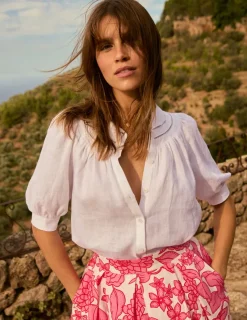 Tops & Blouses-Boden Bea Linen Top- White
