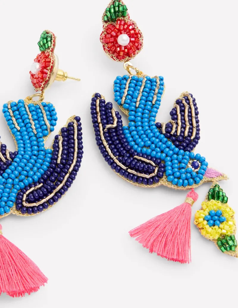 Jewelry-Boden Beady Motif Earrings- Bird