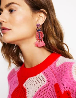 Jewelry-Boden Beady Motif Earrings- Ladybird