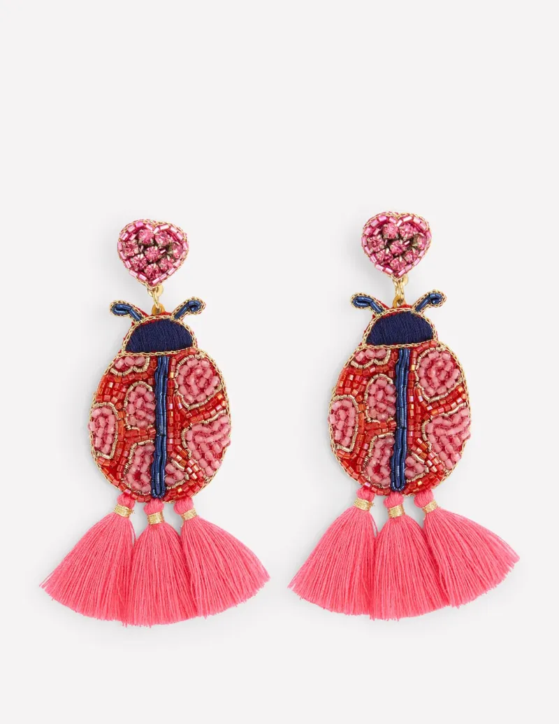 Jewelry-Boden Beady Motif Earrings- Ladybird