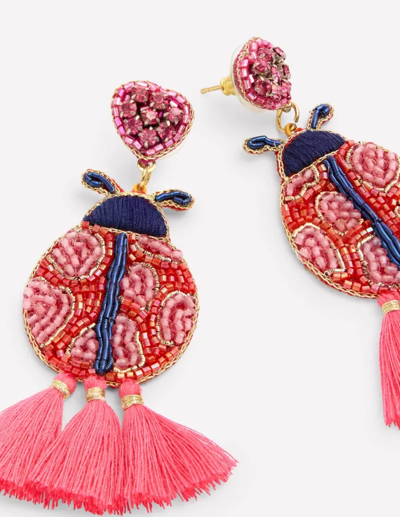 Jewelry-Boden Beady Motif Earrings- Ladybird